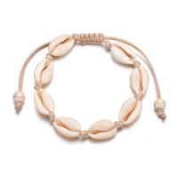 Nácar Blanca Pulsera, con cordón de algodón, para mujer, más colores para la opción, longitud aproximado 7.5-12.6 Inch, 3Strandsfilamento/Grupo, Vendido por Grupo