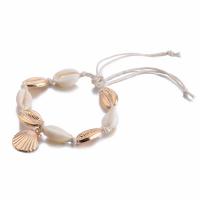 Zink Alloy Anklet, med Bomull Cord & White Shell, Shell, plated, för kvinna, nickel, bly och kadmium gratis, 25mm, Längd Ca 13.7 inch, 3Strands/Lot, Säljs av Lot