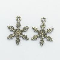 Pendentifs en alliage de zinc, flocon de neige, Plaqué de couleur de bronze antique, protéger l'environnement, sans nickel, plomb et cadmium, 23x17x1.50mm, Trou:Environ 1mm, 100PC/sac, Vendu par sac