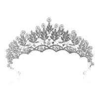 Tiaras, Sinc Alloy, le Pearl Plaisteacha, dath platanam plátáilte, do bridal & le rhinestone, nicil, luaidhe & caidmiam saor in aisce, 325*70mm, Díolta De réir PC