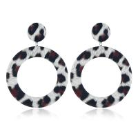 Cuero de PU Pendientes con Colgantes, con aleación de zinc, Donut, chapado en color de platina, para mujer, más colores para la opción, libre de níquel, plomo & cadmio, 70*50mm, 2parespareja/Grupo, Vendido por Grupo