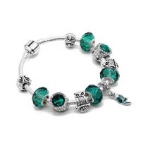 alliage de zinc bracelet European, avec Oeil de chat, Placage, normes différentes pour le choix & pour femme & avec strass, vert, protéger l'environnement, sans nickel, plomb et cadmium, Vendu par brin