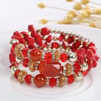 Zinc Alloy Wrap Bracelet with Glass Beads plated random style & Bohemian style & for woman mixed colors nickel lead & cadmium free 65mm Length Approx 8 Inch Sold By Lot