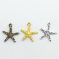 Sinc Alloy Pendants, Starfish, plátáilte, dathanna níos mó le haghaidh rogha, nicil, luaidhe & caidmiam saor in aisce, 20x18x2.50mm, Poll:Thart 1mm, 100ríomhairí pearsanta/Mála, Díolta De réir Mála