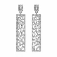 Ciúbach Zirconia Micrimhilseogra réiteodh Earring Prás, platanam plátáilte, micrea réiteach zirconia ciúbach & do bhean, nicil, luaidhe & caidmiam saor in aisce, 41*8mm, Díolta De réir Péire