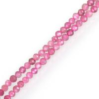 Perles bijoux en pierres gemmes, tourmaline, Rond, naturel, facettes, rose, protéger l'environnement, sans nickel, plomb et cadmium, 2x2x2mm, Longueur Environ 15.5 pouce, 5Strandstoron/lot, Environ 213PC/brin, Vendu par lot