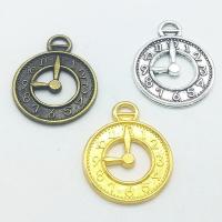 Zinc Alloy Clock Pendler, Ur, forgyldt, flere farver til valg, nikkel, bly & cadmium fri, 25x20x2mm, Hole:Ca. 1mm, 100pc'er/Bag, Solgt af Bag