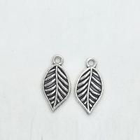 Zink Alloy Leaf Hängen, antik silver pläterad, nickel, bly och kadmium gratis, 19x10x1.80mm, Hål:Ca 1mm, 100PC/Bag, Säljs av Bag