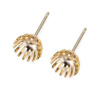 Messing Earring Bericht, Bloem, echt goud verguld, voor vrouw, nikkel, lood en cadmium vrij, 6*6mm, 20pC's/Lot, Verkocht door Lot