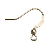 Brass Hook earwire, Sárgaréz, arany színű aranyozott, a nő, nikkel, ólom és kadmium mentes, 16*10mm, Lyuk:Kb 2mm, 100PC-k/Lot, Által értékesített Lot