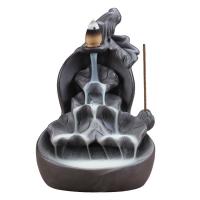 Porcelain Backflow Incense Burner, Gaineamh Corcra, Inbhuanaithe, 220x140x130mm, Díolta De réir PC