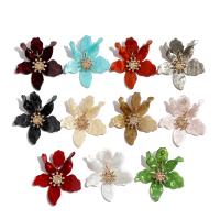 Akryl Drop Earring, Flower, guldfarve belagt, for kvinde & med rhinestone, flere farver til valg, 63x74mm, 3par/Bag, Solgt af Bag