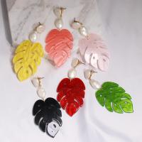 Acryl Drop Earring, Blad, mode sieraden & voor vrouw, meer kleuren voor de keuze, 85x35mm, Verkocht door pair