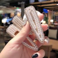 Alligator Hair Clip Zinc Alloy with Plastic Pearl plated & for woman & with rhinestone nickel lead & cadmium free Sold By PC