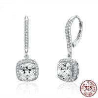 Brinco de prata zirconia micro pave sterling, 925 de prata esterlina, platinado, para mulher & com zircônia cúbica, 10mm, vendido por par