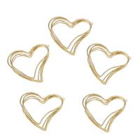 Brass Heart Riipukset, Messinki, Sydän, kullan väri kullattu, nikkeli, lyijy ja kadmium vapaa, 43x44mm, Reikä:N. 2mm, N. 10PC/laukku, Myymät laukku