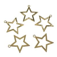 Mässing Smycken Hängen, Star, guldfärg pläterade, nickel, bly och kadmium gratis, 5x6mm, Hål:Ca 3mm, Ca 30PC/Bag, Säljs av Bag