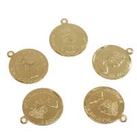 Messing Schmuck Anhänger, flache Runde, goldfarben plattiert, frei von Nickel, Blei & Kadmium, 18x21mm, Bohrung:ca. 2mm, ca. 50PCs/Tasche, verkauft von Tasche