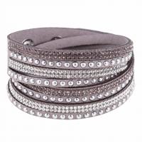 Velveteen Armbånd, for kvinde & med rhinestone, flere farver til valg, 395x15mm, Solgt af Strand