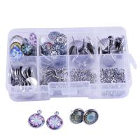 Roestvrij staal Sieraden vinden Set, met Plastic Box, plated, tijd gem sieraden & voor vrouw, meer kleuren voor de keuze, 12mm, Verkocht door box