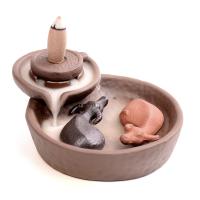 Backflow Incense Burner Purple Clay handmade for home and office & durable brown Sold By PC