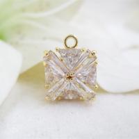 Μενταγιόν Cubic Zirconia (CZ) Brass, Ορείχαλκος, με Cubic Zirconia, επίχρυσο, νικέλιο, μόλυβδο και κάδμιο ελεύθεροι, 15*12.5mm, Τρύπα:Περίπου 1.8mm, 2PCs/Παρτίδα, Sold Με Παρτίδα