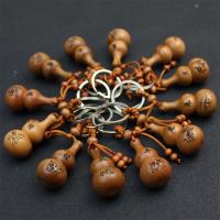 Key Chain, Træ, med rustfrit stål kæde, Calabash, Unisex & forskellige stilarter for valg, brun, 45x22mm, 12pc'er/Bag, Solgt af Bag