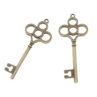 Zink Alloy Key Hängen, Nyckel, antik brons färg klädd, nickel, bly och kadmium gratis, 66x27x2.50mm, Hål:Ca 2.5mm, 12PC/Bag, Säljs av Bag