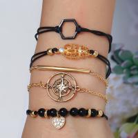 Zinc Alloy Armband-Set, met lederen koord, gold plated, 5 stuks & voor vrouw, gouden, nikkel, lood en cadmium vrij, Verkocht door Stel