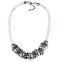 Collar de Aleación de Zinc, con 7cm extender cadena, chapado, para mujer, Blanco, libre de níquel, plomo & cadmio, Vendido para 19.6 Inch Sarta