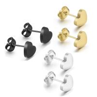 Stainless Steel Stud Øreringe, Heart, for kvinde, flere farver til valg, 9*7mm, Solgt af Strand