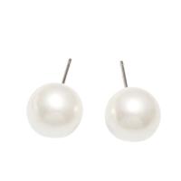 Pendientes de Nácar de Mar de Sur, Shell Pearl, latón aguja de pendiente, Esférico, chapado en color de plata, para mujer, Blanco, 10mm, Vendido por Par