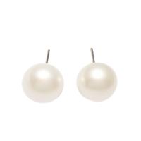 Freshwater Pearl Stud Earring, mässing örhänge inlägg, Potatis, silver pläterad, för kvinna, vit, 11-12mm, Säljs av Par