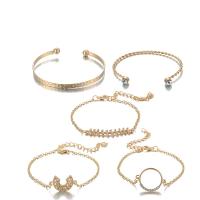 Zink Alloy Armband Set, bangleskjorta & armband, med 5cm extender kedja, guldfärg pläterade, 5 stycken & för kvinna & med strass, nickel, bly och kadmium gratis, Innerdiameter:Ca 68mm, Längd Ca 7.29 inch, Säljs av Ställ