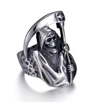 roestvrij staal Maar vinger ring, Schedel, silver plated, punk stijl & verschillende grootte voor keus & voor de mens, 36mm, Verkocht door PC