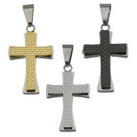 Roestvrij staal Cross Hangers, Oversteken, meer kleuren voor de keuze, 19x31x4.5mm, Gat:Ca 5x8mm, Verkocht door PC