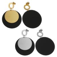 Boucle d'oreille goutte inox, acier inoxydable, avec résine, Plat rond, Placage, pour femme, plus de couleurs à choisir, 48mm,35mm, Vendu par paire