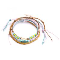 PU anklet, le Seedbead & Sinc Alloy, multilayer & do bhean, 4PC/Lot, Díolta De réir Lot