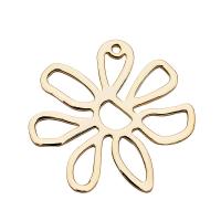 Ihåliga Brass Hängen, Mässing, Blomma, äkta guldpläterad, DIY, 25mm, Hål:Ca 1mm, 20PC/Lot, Säljs av Lot