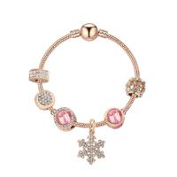 Zinc Alloy European Bracelet with Cats Eye rose gold color plated & micro pave cubic zirconia & for woman Sold By Strand