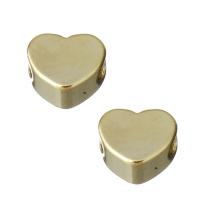 Perline in ottone, Cuore, oro, assenza di nichel,piombo&cadmio, 5x4.50x3mm, Foro:Appross. 1.5mm, Appross. 300PC/lotto, Venduto da lotto