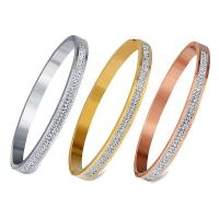 Από ανοξείδωτο χάλυβα Σφαλιάρα Bangle, με πηλό rhinestone pave, επιχρυσωμένο, κοσμήματα μόδας & για τη γυναίκα, περισσότερα χρώματα για την επιλογή, 65x52mm, Sold Με Strand