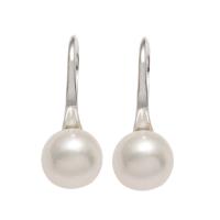 Freshwater Pearl Örhängen, mässing örhänge krok, Potatis, silver pläterad, för kvinna, vit, 8x6mm, Säljs av Par