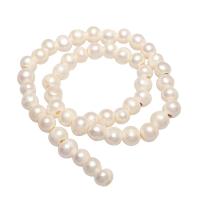 Potatis odlad sötvattenspärla pärlor, Freshwater Pearl, naturlig, vit, 9-10mm, Hål:Ca 3mm, Ca 49PC/Strand, Säljs av Strand