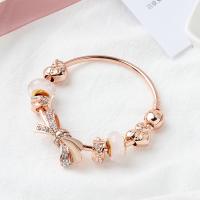 Zinc Alloy European armband, met Lampwork, rose goud plated, verschillende grootte voor keus & micro pave zirconia & voor vrouw, Verkocht door Strand