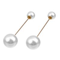 Kunststof Pearl Brooch, Plastic Pearl, gold plated, voor vrouw, wit, 15mmx10mm, Lengte 29.5 inch, 10PC/Bag, Verkocht door Bag