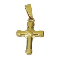 Rostfritt stål Cross Hängen, ROSTFRITT STÅL, guldfärg pläterade, 14x20x2.50mm, Hål:Ca 3.5x7.5mm, Säljs av PC