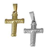 Roestvrij staal Cross Hangers, Oversteken, plated, meer kleuren voor de keuze, 14x20x3mm, Gat:Ca 3x4mm, Verkocht door PC