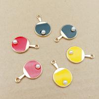 Zinc Alloy émail Pendants, alliage de zinc, avec Plastique ABS perle, Raquette de Tennis de table, Placage de couleur d'or, plus de couleurs à choisir, protéger l'environnement, sans nickel, plomb et cadmium, 23x15mm, Trou:Environ 1mm, 20PC/sac, Vendu par sac