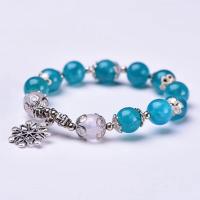 Pulseras de Amazonite natural, Amazonita, con aleación de zinc, chapado en color de plata, pulido & para mujer, azul, 10mm, Vendido para aproximado 6 Inch Sarta